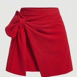 SHEIN Bold Red Mini Skirt with Knot Detail